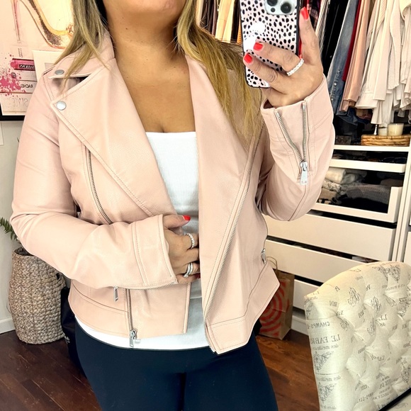 LOFT Pink Faux Lather Moto Jacket - Picture 2 of 10